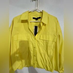 Cynthia Steffe button down cropped yellow shirt, size S NWT